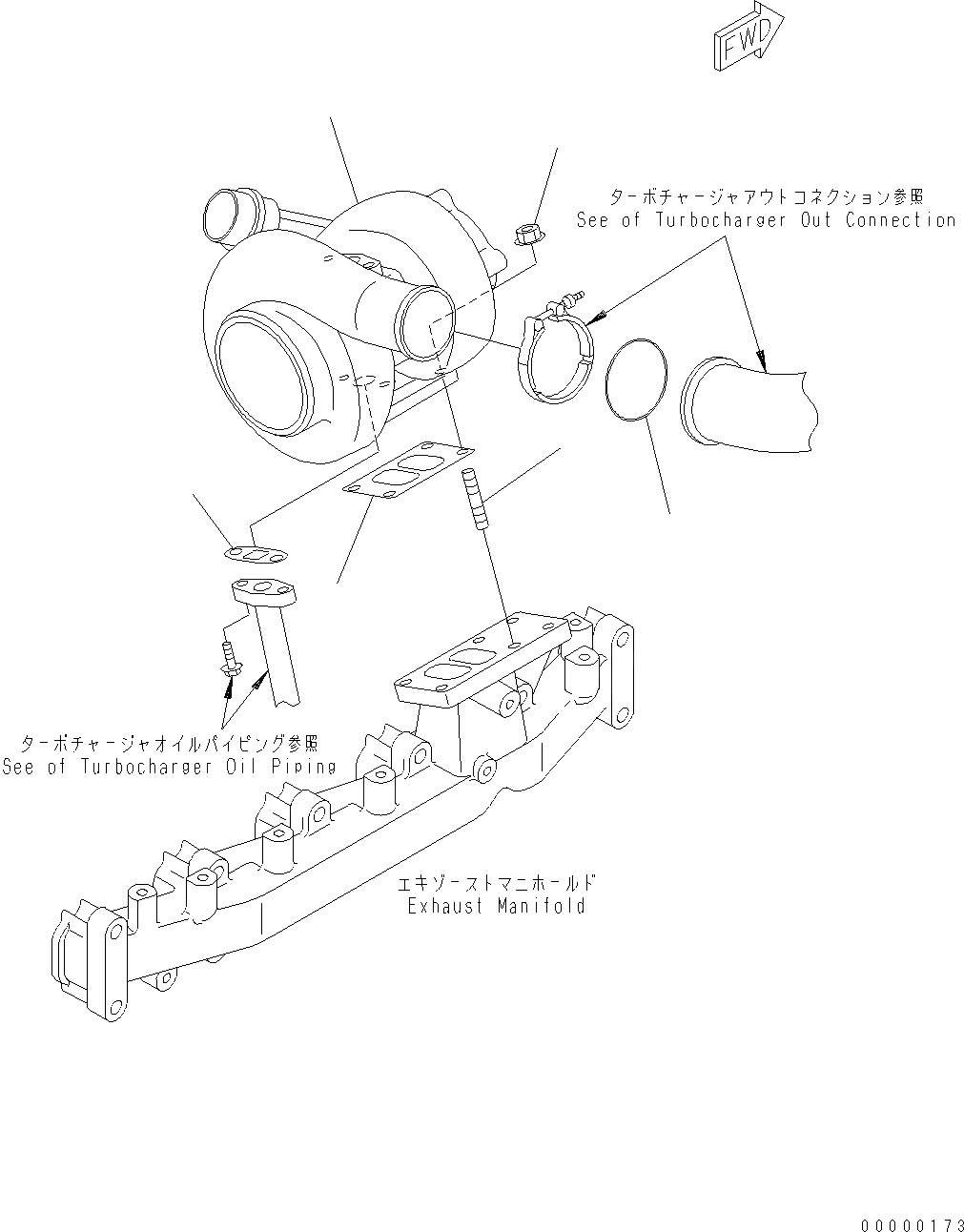 Схема запчастей Komatsu WA200-5 - КРЕПЛЕНИЕ ТУРБОНАГНЕТАТЕЛЯ(№-) AA ДВИГАТЕЛЬ