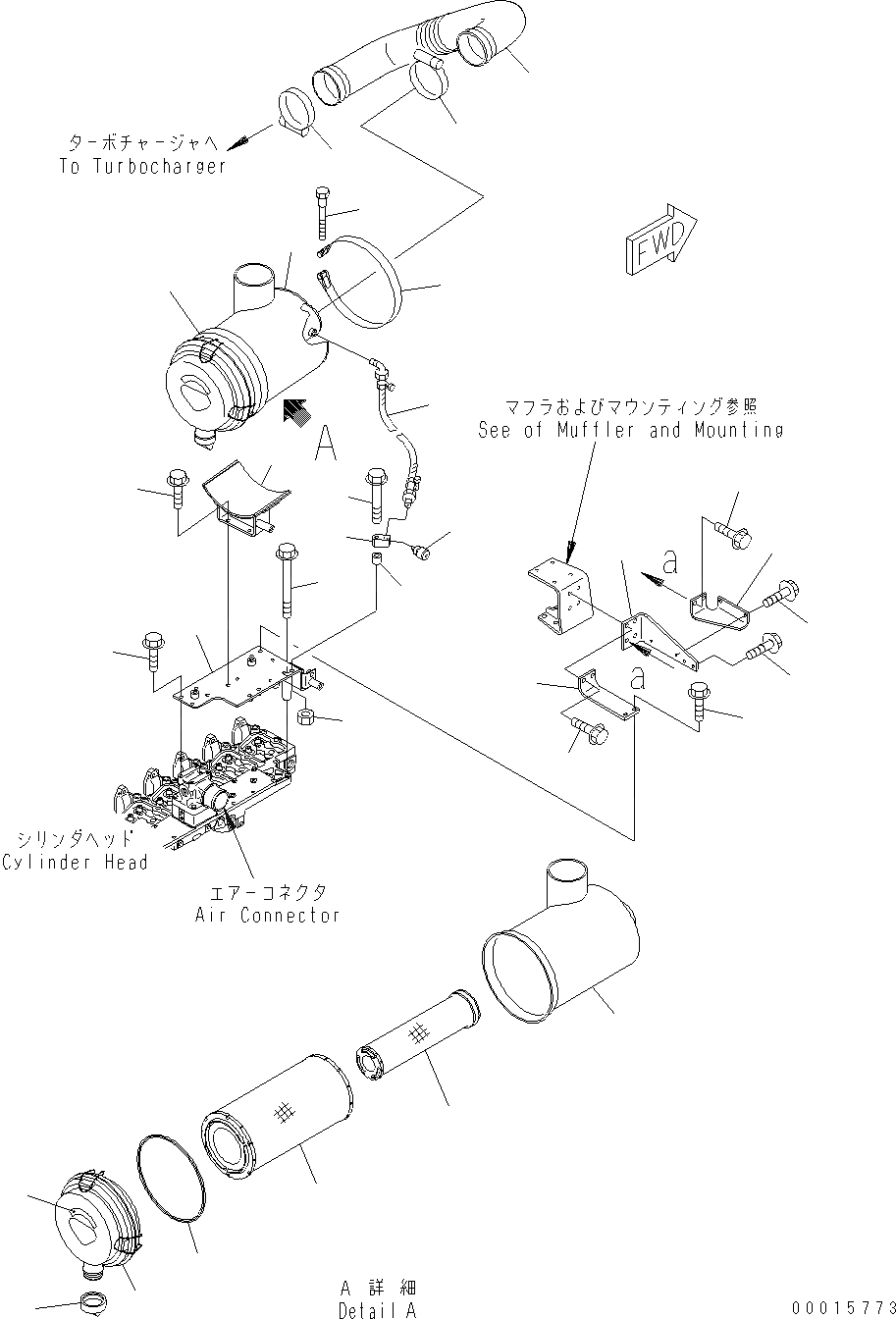 Схема запчастей Komatsu WA200-5 - ВОЗДУХООЧИСТИТЕЛЬ B КОМПОНЕНТЫ ДВИГАТЕЛЯ