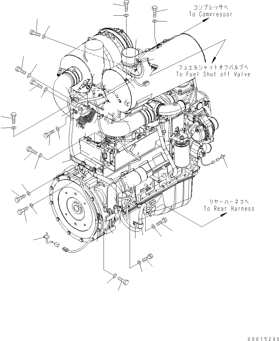 Схема запчастей Komatsu WA200-5 - Э/ПРОВОДКА ДВИГАТЕЛЯ (/) B КОМПОНЕНТЫ ДВИГАТЕЛЯ