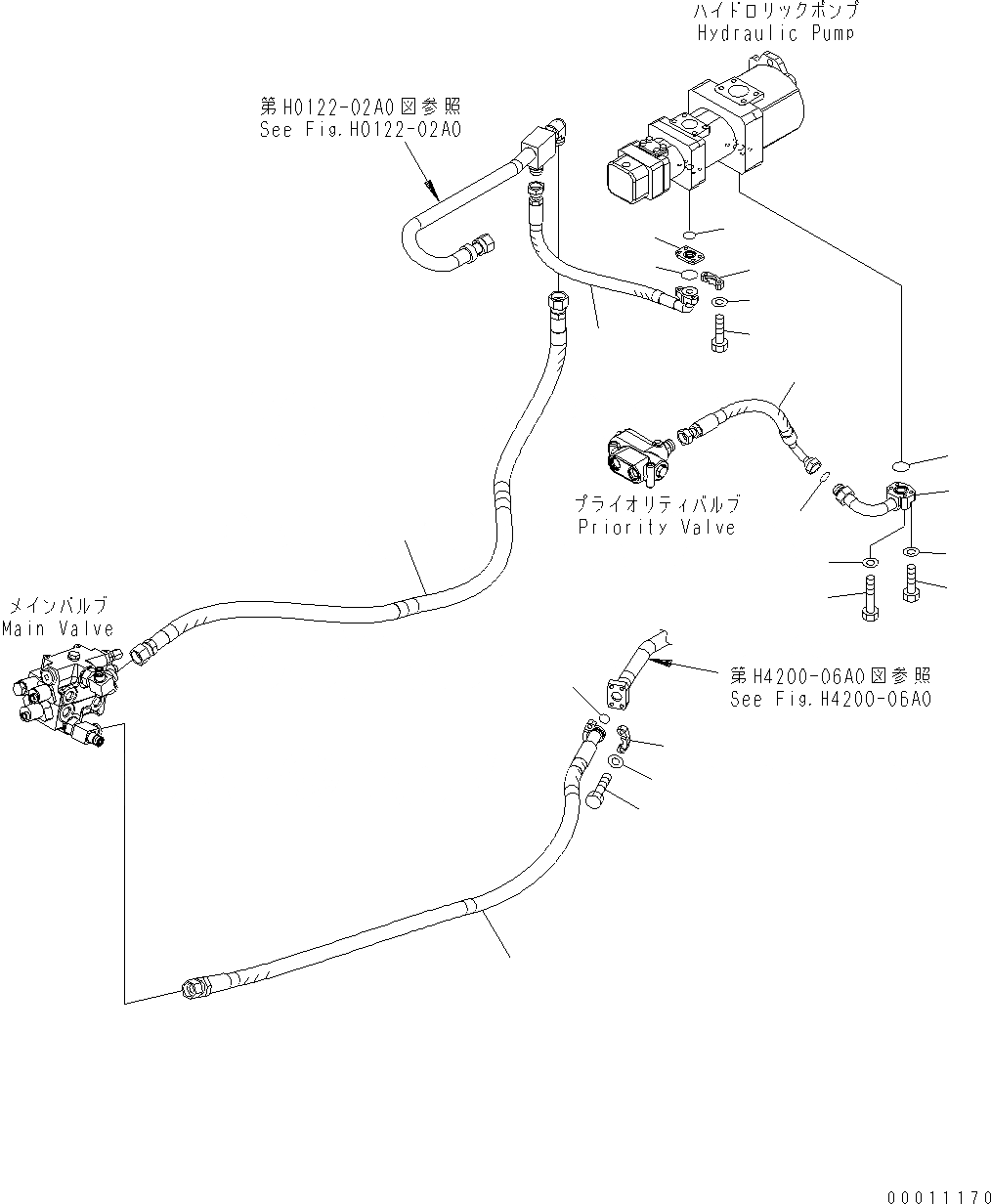 Схема запчастей Komatsu WA200-5 - ГИДРОЛИНИЯ (ВОЗВРАТНАЯ ЛИНИЯ) H ГИДРАВЛИКА