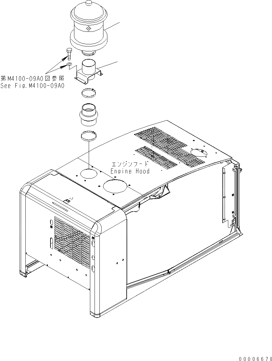 Схема запчастей Komatsu WA200-5 - КАПОТ (ПРЕФИЛЬТР) M ЧАСТИ КОРПУСА