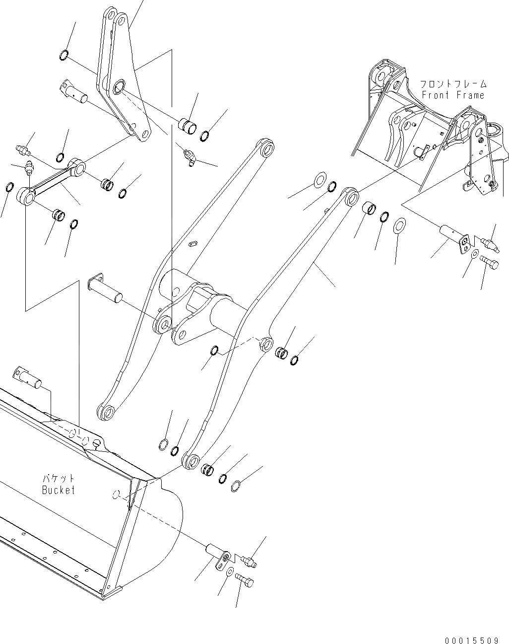 Схема запчастей Komatsu WA200-5 - РУКОЯТЬ И КОЛЕНЧАТЫЙ РЫЧАГ (ВЫСОК. ПОДЪЕМ) T РАБОЧЕЕ ОБОРУДОВАНИЕ