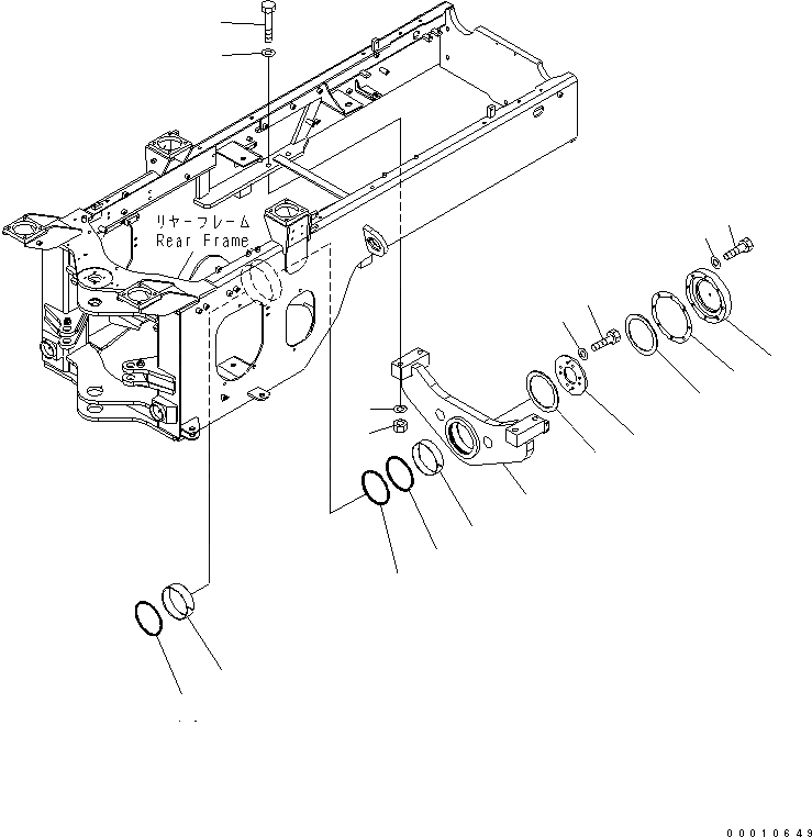 Схема запчастей Komatsu WA200L-5 - ЗАДН. МОСТ СУППОРТ ОСНОВНАЯ РАМА И ЕЕ ЧАСТИ