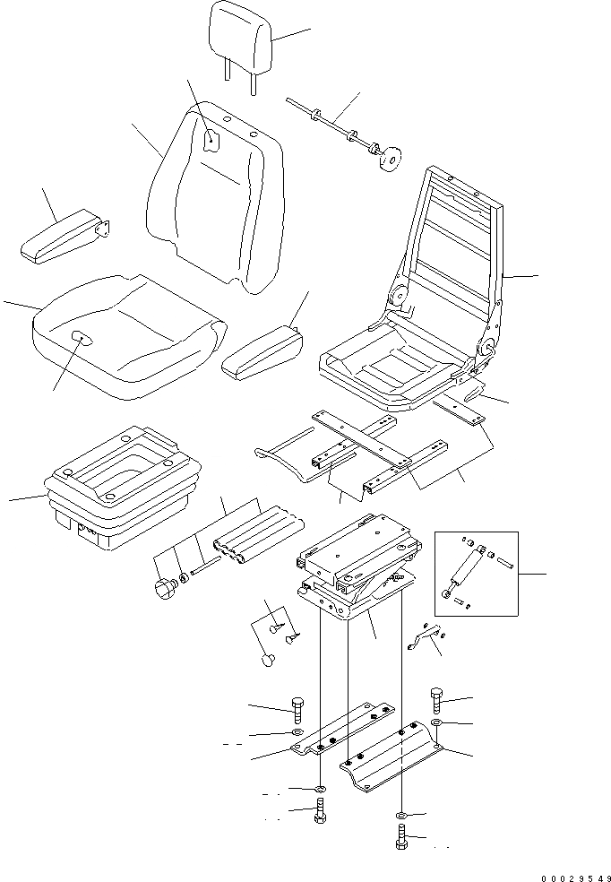 Схема запчастей Komatsu WA200PT-5 - СИДЕНЬЕ ОПЕРАТОРА (С ПОДВЕСКОЙ) (ТКАНЬ) (С ОТКИДН. СПИНКОЙ) КАБИНА ОПЕРАТОРА И СИСТЕМА УПРАВЛЕНИЯ