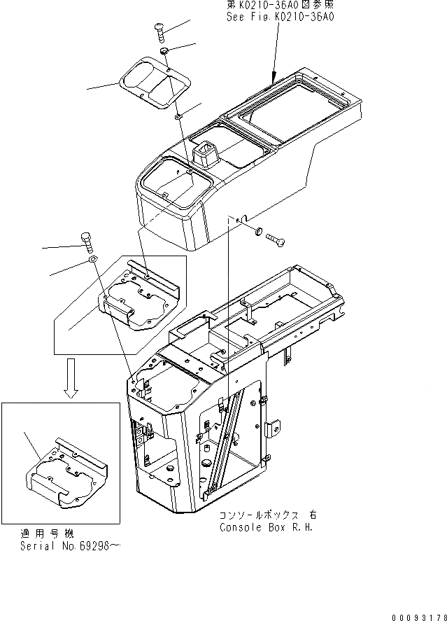 Схема запчастей Komatsu WA200PT-5 - ПОЛ (COVER) (ПРАВ.) КАБИНА ОПЕРАТОРА И СИСТЕМА УПРАВЛЕНИЯ