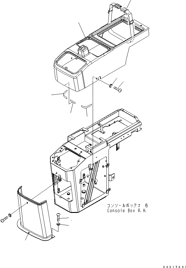 Схема запчастей Komatsu WA200PT-5 - ПОЛ (КОНСОЛЬ COVER) (ПРАВ.) КАБИНА ОПЕРАТОРА И СИСТЕМА УПРАВЛЕНИЯ