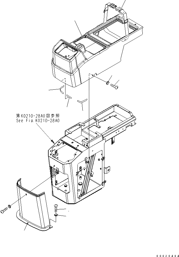 Схема запчастей Komatsu WA200PT-5 - ПОЛ (КОНСОЛЬН. БЛОК ПРАВ.) (COVER) (ДЛЯ -РЫЧАГ) КАБИНА ОПЕРАТОРА И СИСТЕМА УПРАВЛЕНИЯ