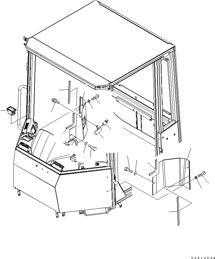 Схема запчастей Komatsu WA200PT-5 - КАБИНА ROPS (COVER) КАБИНА ОПЕРАТОРА И СИСТЕМА УПРАВЛЕНИЯ