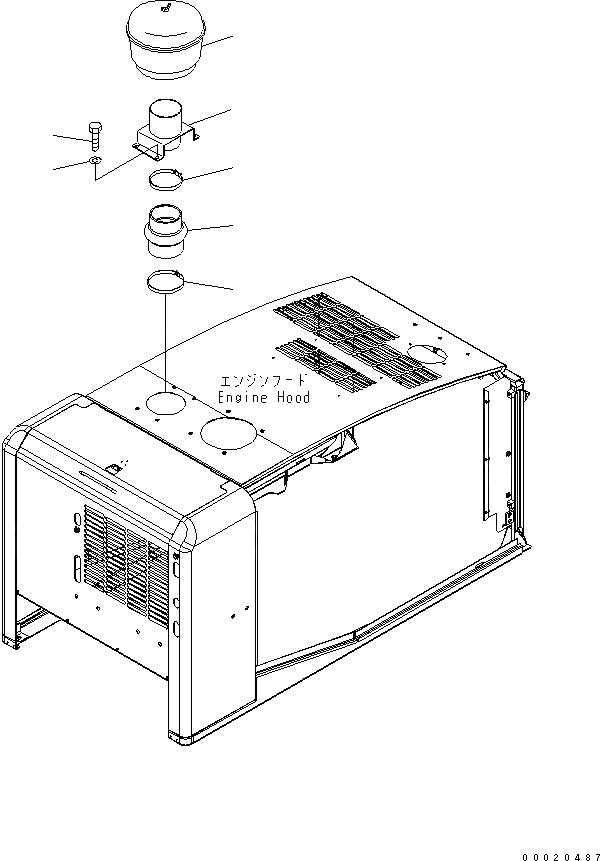 Схема запчастей Komatsu WA200PT-5 - КАПОТ (ПРЕФИЛЬТР) (ДЛЯ ВПУСК ВОЗДУХА) ЧАСТИ КОРПУСА