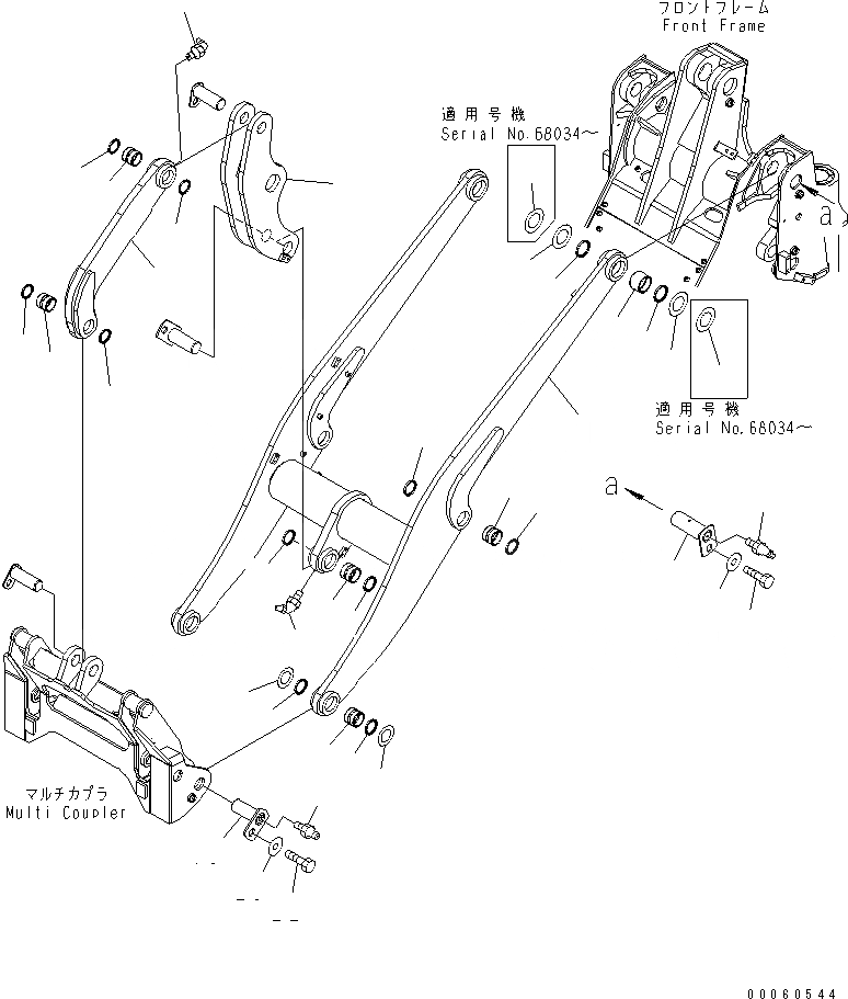 Схема запчастей Komatsu WA200PT-5 - РУКОЯТЬ И BELL CRANK РАБОЧЕЕ ОБОРУДОВАНИЕ