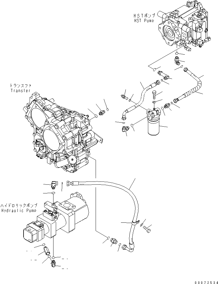 Схема запчастей Komatsu WA200PZ-6 - HST МАСЛ. ЛИНИЯ (ФИЛЬТР. И ПЕРЕДАЧА ЛИНИЯ)(№7-) СИЛОВАЯ ПЕРЕДАЧА