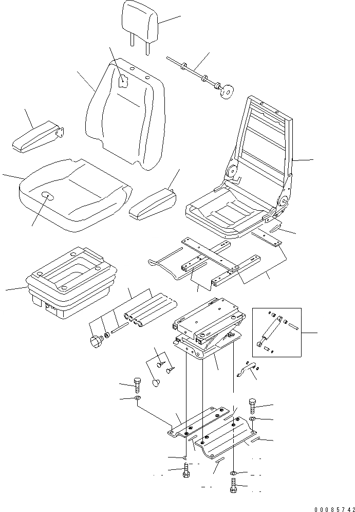 Схема запчастей Komatsu WA200PZ-6 - СИДЕНЬЕ ОПЕРАТОРА (ТКАНЬ ТИП) (MONOCOQUE ТИП)(№7-) КАБИНА ОПЕРАТОРА И СИСТЕМА УПРАВЛЕНИЯ