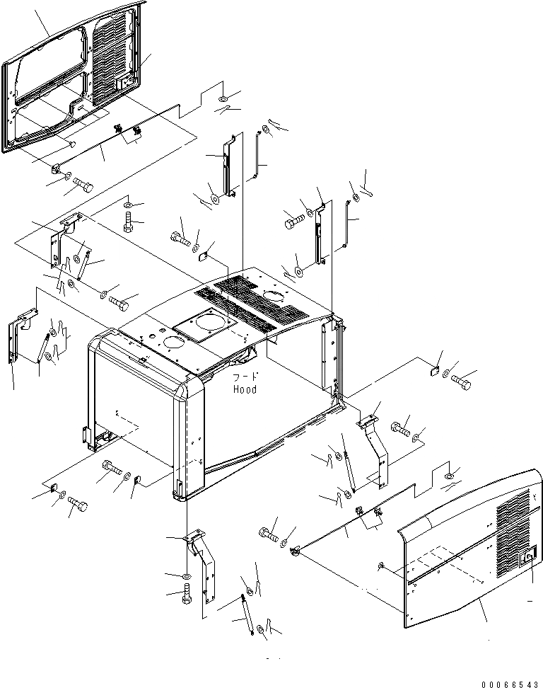 Схема запчастей Komatsu WA200PZ-6 - КАПОТ (ДВЕРЬ SPRING И ПЛАСТИНА) (ДЛЯ ПОЛН. КРЫЛО)(№7-) ЧАСТИ КОРПУСА