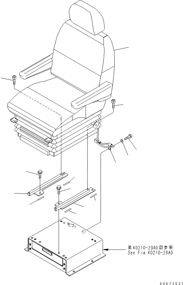 Схема запчастей Komatsu WA200PZ-6 - СИДЕНЬЕ ОПЕРАТОРА (ПОДВЕСКА ТКАНЬ ТИП)(№7-) КАБИНА ОПЕРАТОРА И СИСТЕМА УПРАВЛЕНИЯ