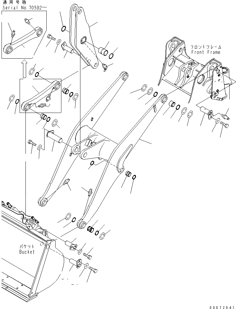 Схема запчастей Komatsu WA200PZ-6 - РУКОЯТЬ И BELL CRANK(№7-) РАБОЧЕЕ ОБОРУДОВАНИЕ