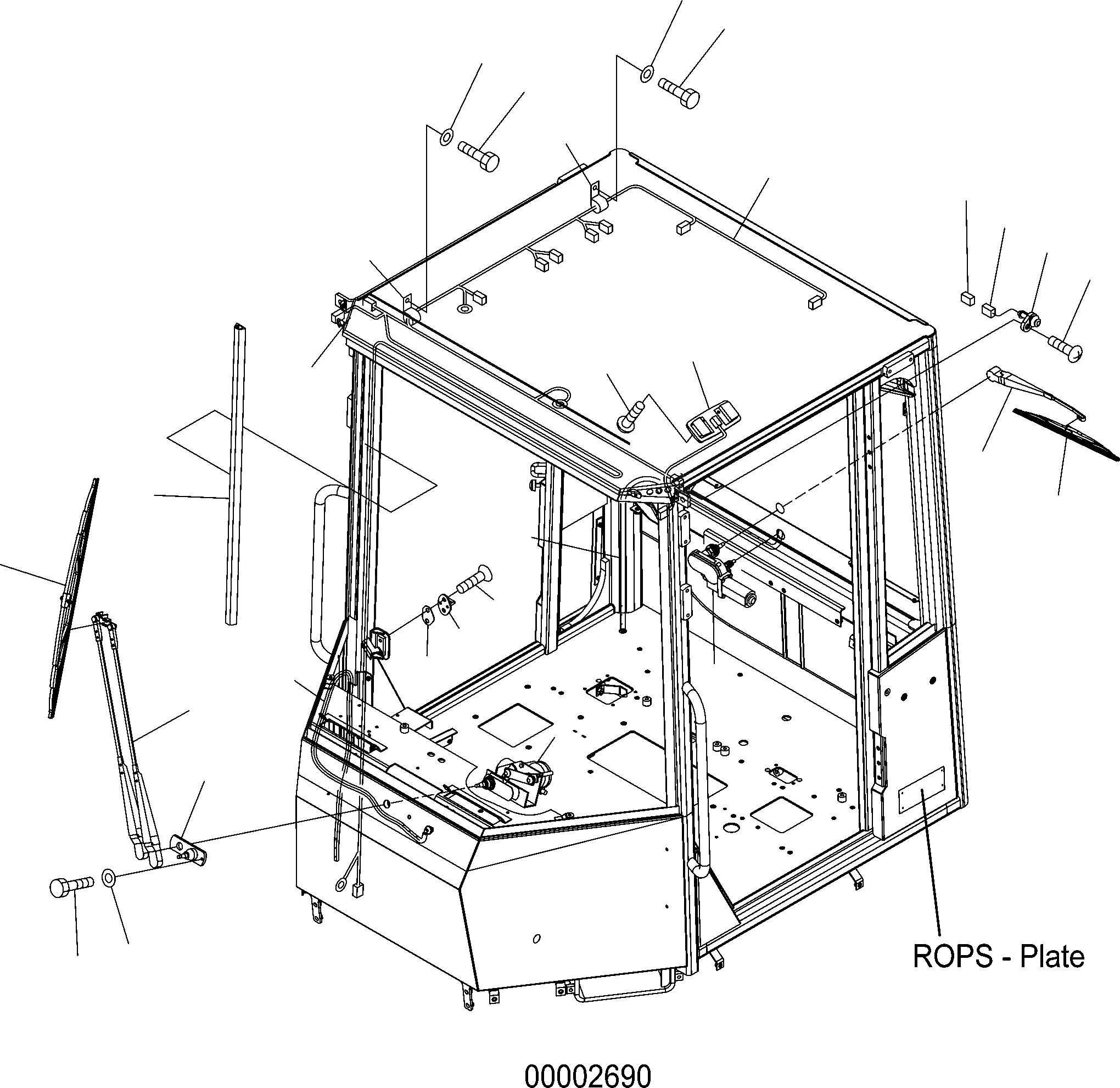 Схема запчастей Komatsu WA200PT-5 - КАБИНА ROPS (ДВОРНИКИ) (ROPS MODEL NO: 7-) K OPERATORґS ОБСТАНОВКА И СИСТЕМА УПРАВЛЕНИЯ