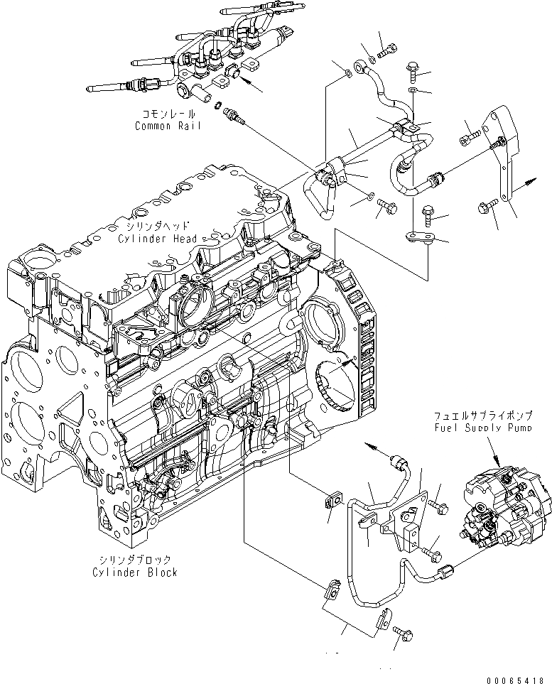 Схема запчастей Komatsu WA200PZ-6 - ТОПЛИВН. ТРУБЫ (ESN 8-) AA ДВИГАТЕЛЬ