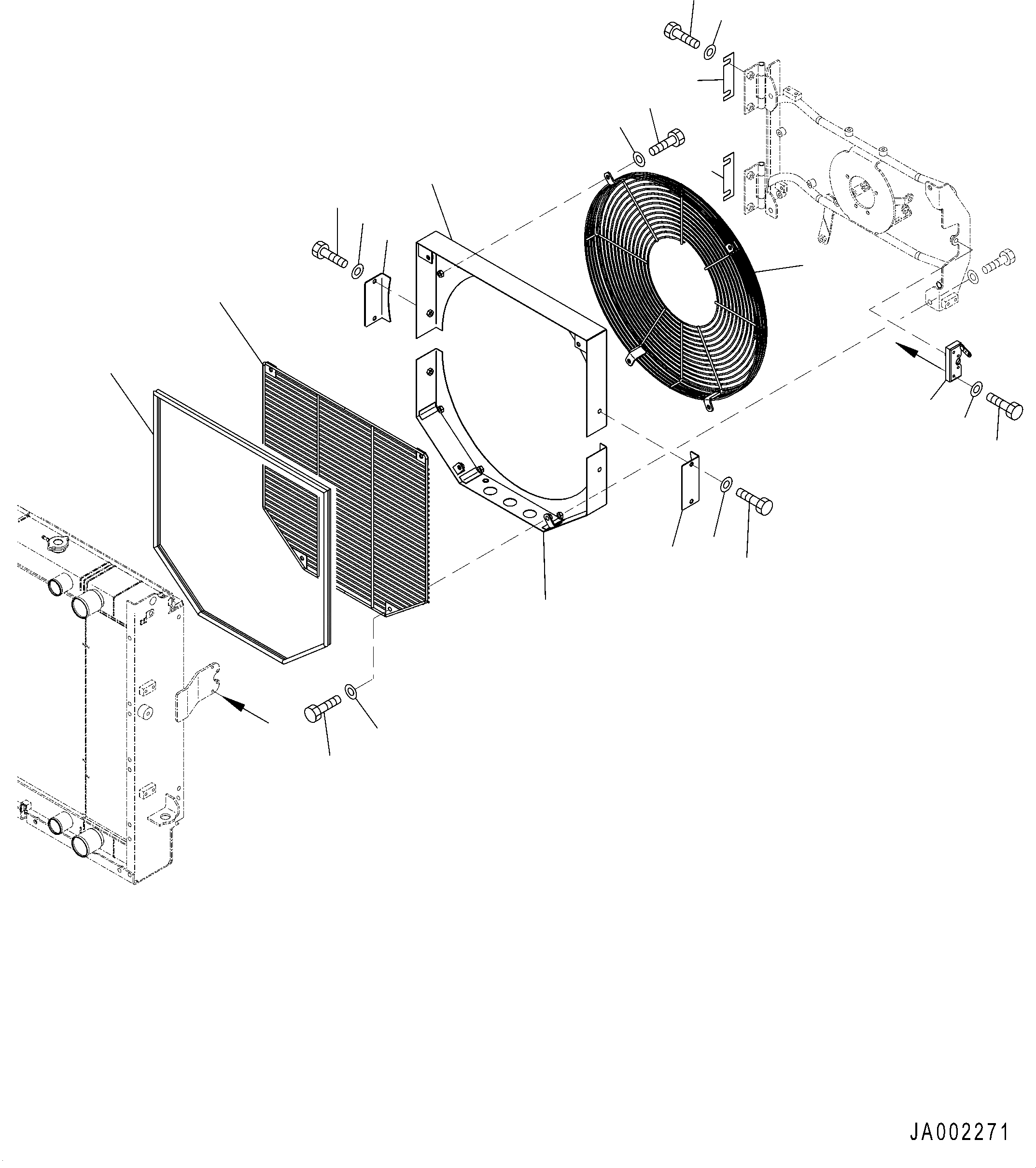 Схема запчастей Komatsu WA200PZ-6 - РАДИАТОР (ЗАЩИТА ВЕНТИЛЯТОРА) C СИСТЕМА ОХЛАЖДЕНИЯ