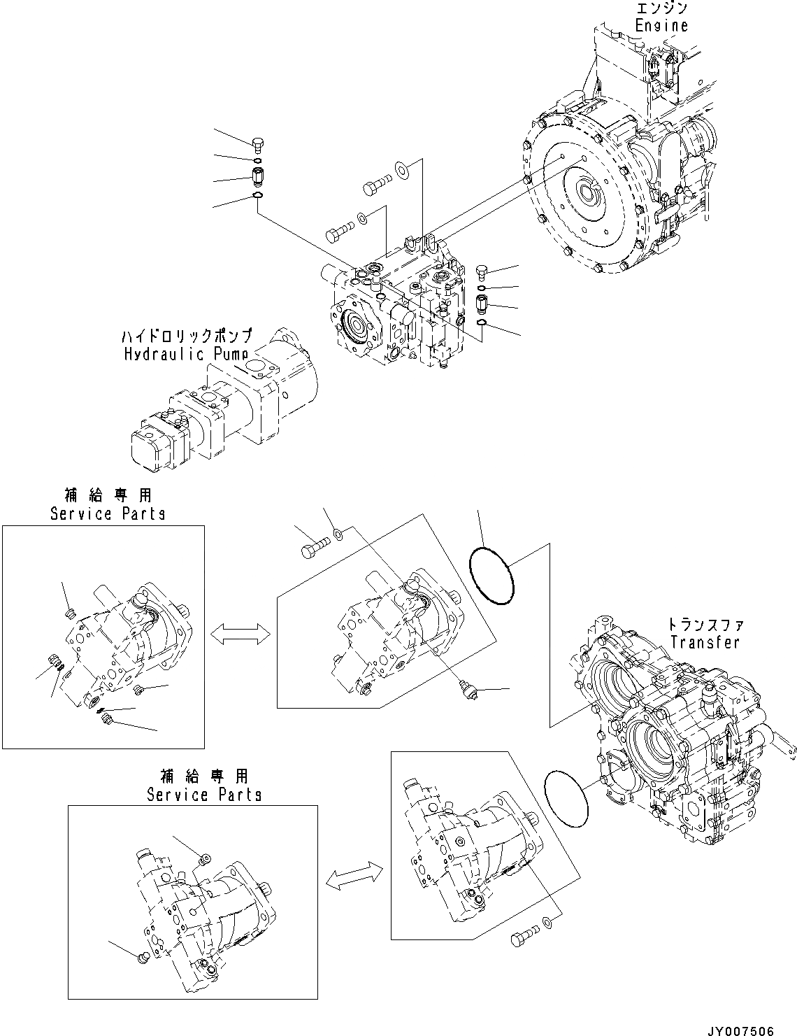 Схема запчастей Komatsu WA200PZ-6 - HYDROSTATIC ТРАНСМИССИЯ (КРЕПЛЕНИЕ) (/) F POWER TRANSMITTING СИСТЕМА