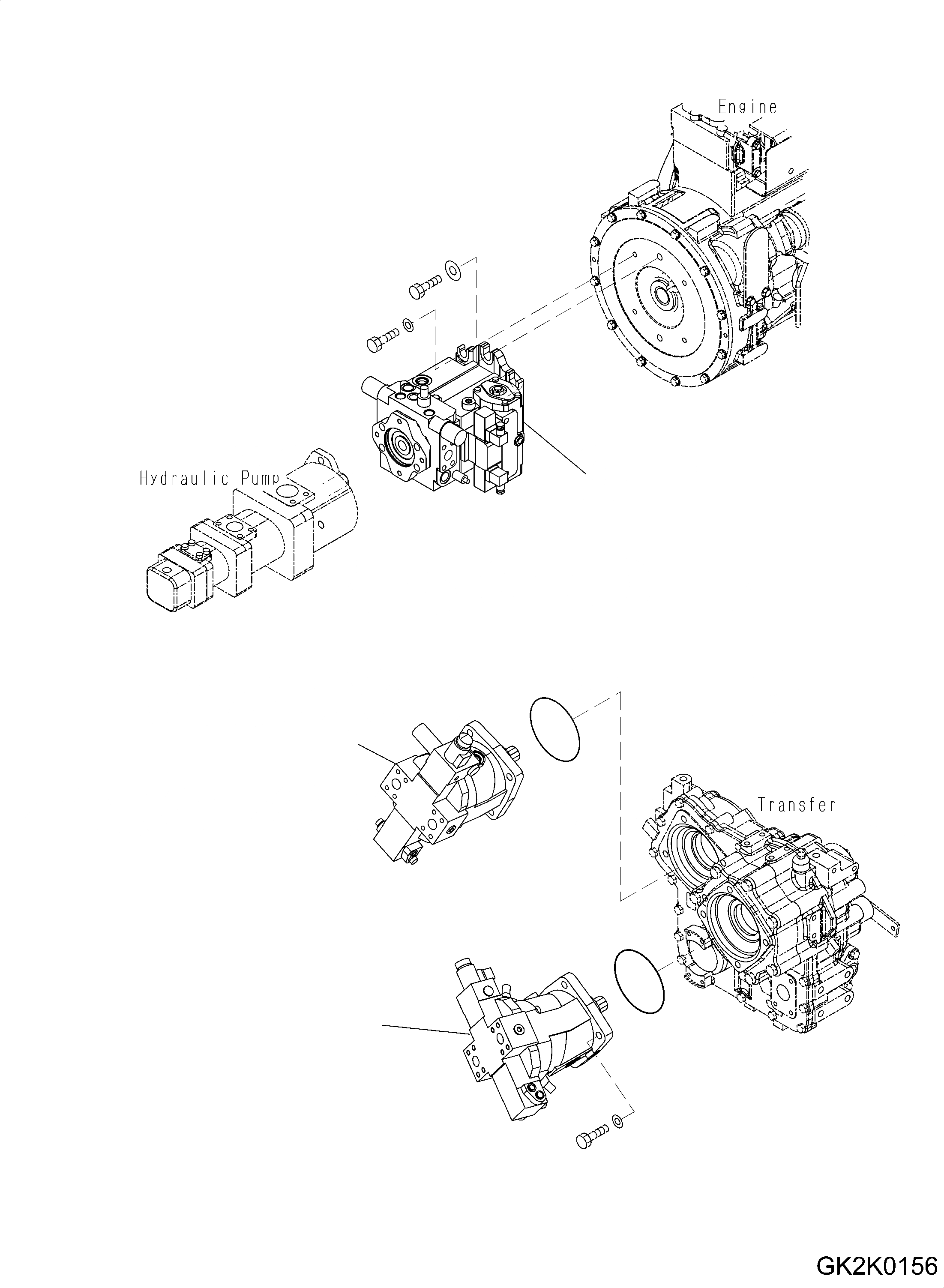 Схема запчастей Komatsu WA200PZ-6 - HYDROSTATIC ТРАНСМИССИЯ (КМ/Ч) F POWER TRANSMITTING СИСТЕМА