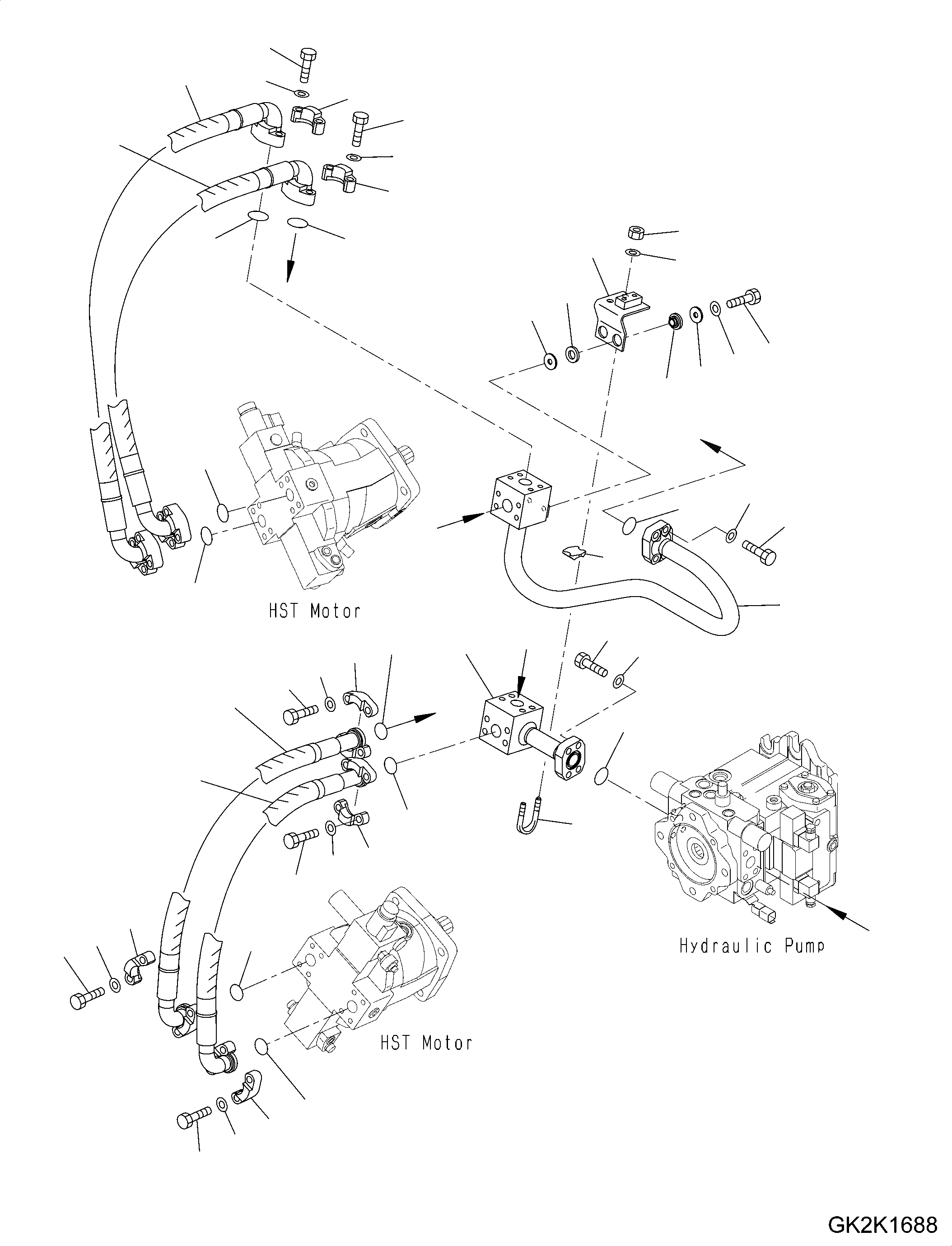 Схема запчастей Komatsu WA200PZ-6 - ГИДРОЛИНИЯ (ОСНОВН. ТРУБЫ) F POWER TRANSMITTING СИСТЕМА