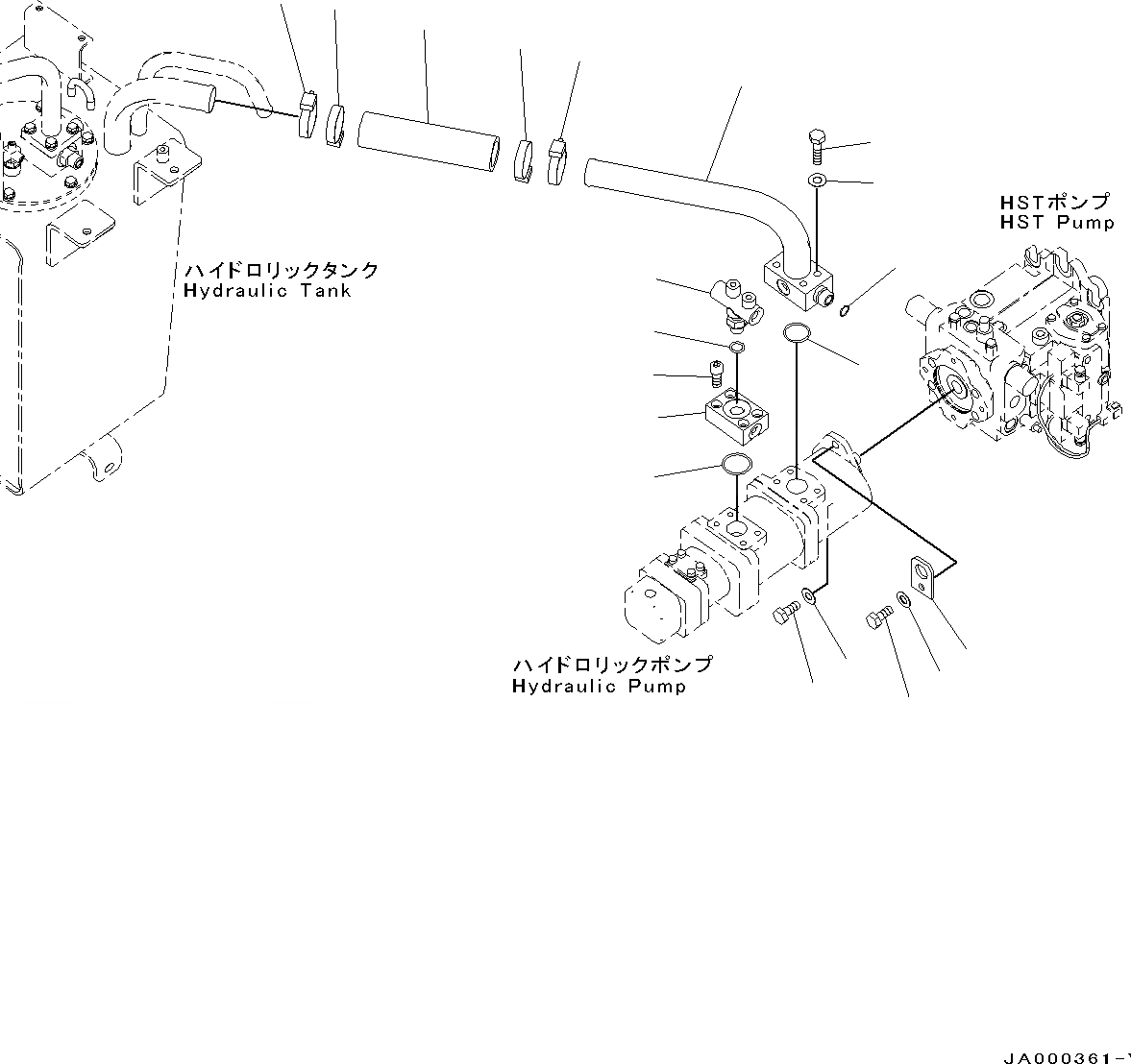 Схема запчастей Komatsu WA200PZ-6 - ГИДРАВЛ МАСЛ. НАСОС (ГИДРАВЛ МАСЛ. НАСОС КРЕПЛЕНИЕ) H ГИДРАВЛИКА