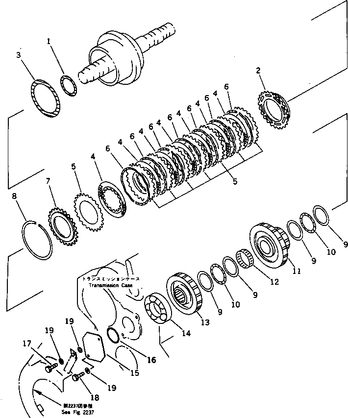 Схема запчастей Komatsu WA250-1 - 2 МУФТА (МЕХАНИЧ. УПРАВЛ-Е ТИП) ГИДРОТРАНСФОРМАТОР И ТРАНСМИССИЯ