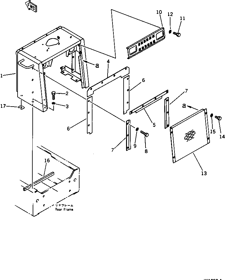 Схема запчастей Komatsu WA250-1 - ЗАЩИТА РАДИАТОРА РАМА И ЧАСТИ КОРПУСА