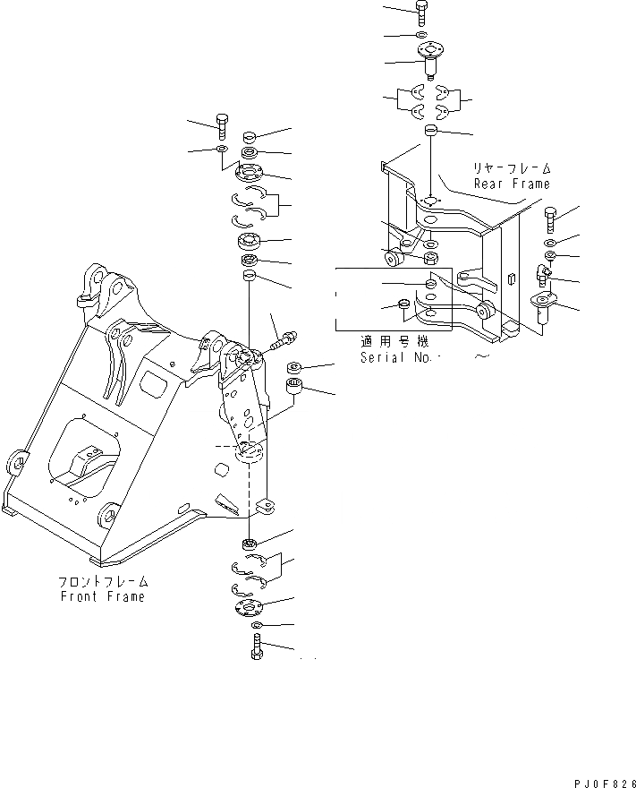 Схема запчастей Komatsu WA250-3 - HINGE ПАЛЕЦ(№-) ОСНОВНАЯ РАМА И ЕЕ ЧАСТИ