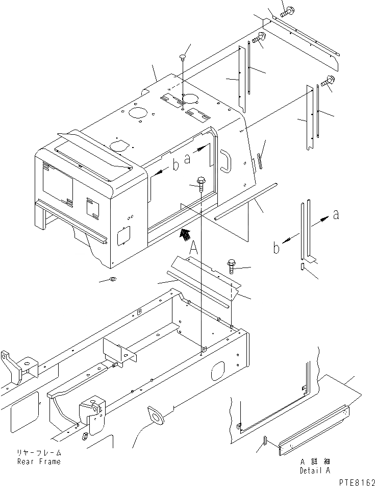 Схема запчастей Komatsu WA250-3 - КАПОТ (/) (КАПОТ) ЧАСТИ КОРПУСА