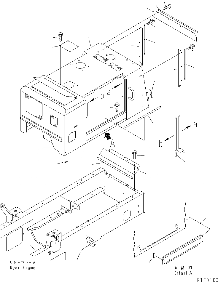 Схема запчастей Komatsu WA250-3 - КАПОТ (/) (КАПОТ) (С ЗАЩИТА ОТ ВАНДАЛИЗМА) ЧАСТИ КОРПУСА