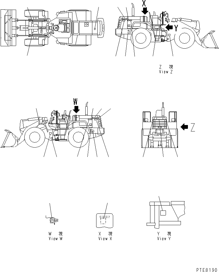 Схема запчастей Komatsu WA250-3 - МАРКИРОВКА (АНГЛ.)(№-88) МАРКИРОВКА