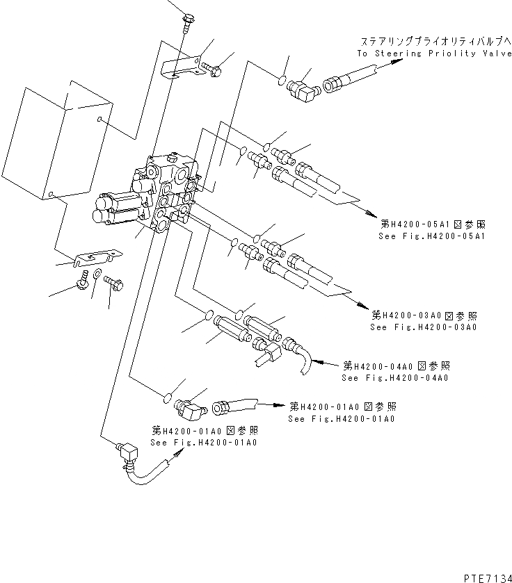 Схема запчастей Komatsu WA250-3 - ОСН. ГИДРАВЛ. КЛАПАН (С 3-Х СЕКЦИОНН. И ТРУБЫ) ГИДРАВЛИКА