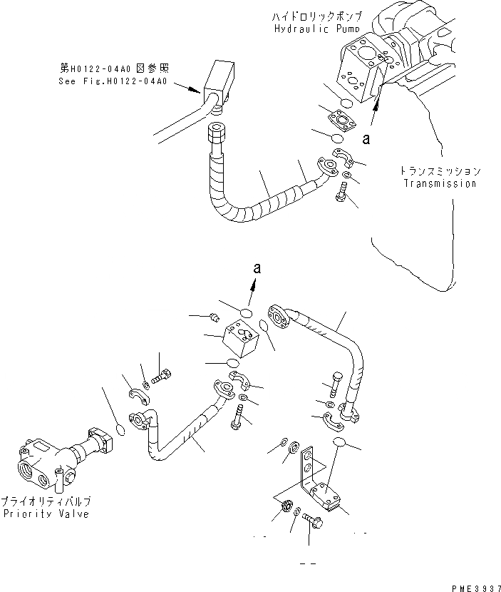 Схема запчастей Komatsu WA250-3 - ГИДРОЛИНИЯ (ЛИНИЯ ПОДАЧИ) ГИДРАВЛИКА