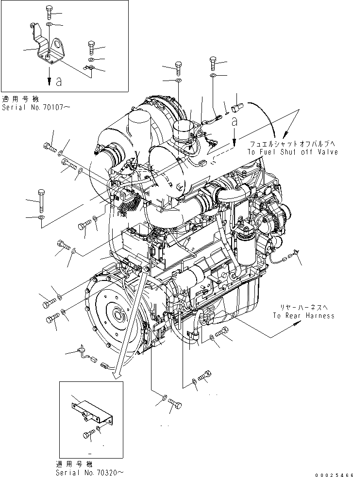 Схема запчастей Komatsu WA250-5 - Э/ПРОВОДКА ДВИГАТЕЛЯ (/) (ДЛЯ СИСТЕМА ROPS) КОМПОНЕНТЫ ДВИГАТЕЛЯ