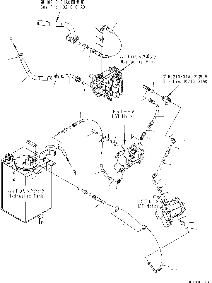 Схема запчастей Komatsu WA250-5 - HST МАСЛ. ЛИНИЯ (НАГНЕТАЮЩ. ЛИНИЯ) ТРАНСМИССИЯ