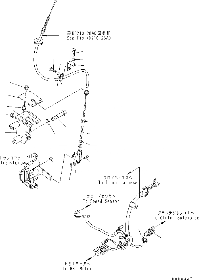 Схема запчастей Komatsu WA250-5 - СТОЯНОЧНЫЙ ТОРМОЗ УПРАВЛ-Е ТРАНСМИССИЯ