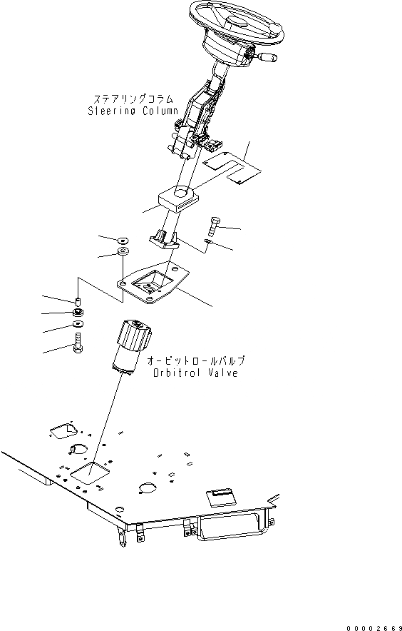 Схема запчастей Komatsu WA250-5 - РУЛЕВОЕ КОЛЕСО (КЛАПАН КРЕПЛЕНИЕ) КАБИНА ОПЕРАТОРА И СИСТЕМА УПРАВЛЕНИЯ