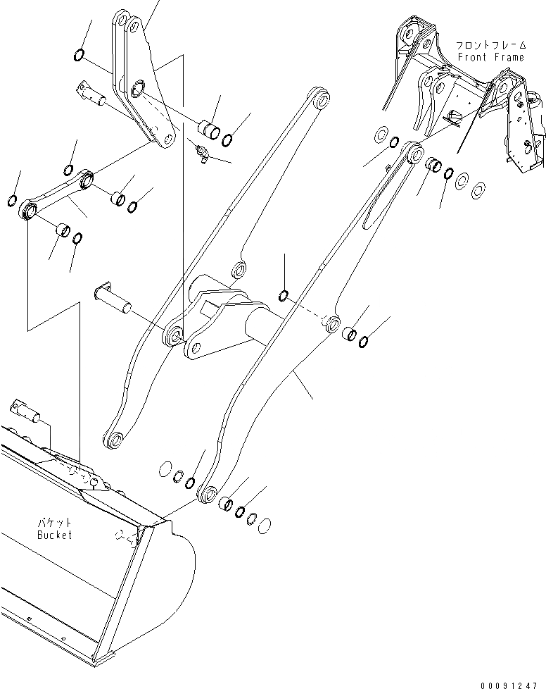 Схема запчастей Komatsu WA250-5 - РУКОЯТЬ И BELL CRANK (СТРЕЛА) (ДЛЯ ВЫСОК. ПОДЪЕМА)(№778-) РАБОЧЕЕ ОБОРУДОВАНИЕ