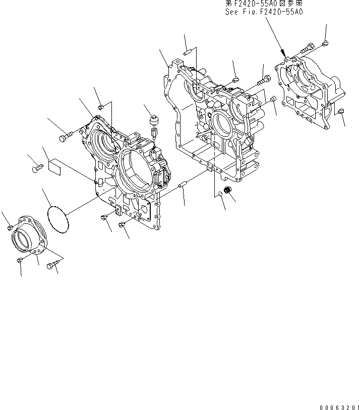 Схема запчастей Komatsu WA250-6 - ПЕРЕДАЧА (/) (КОРПУС) СИЛОВАЯ ПЕРЕДАЧА