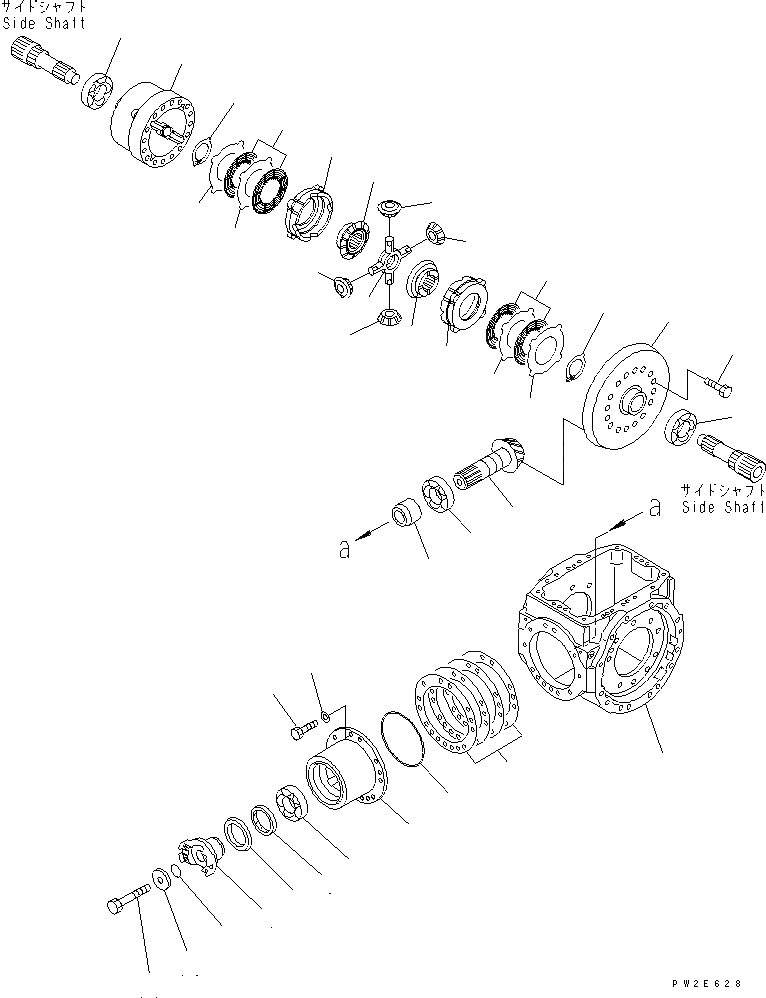 Схема запчастей Komatsu WA250-6 - ЗАДН. МОСТ (ДИФФЕРЕНЦ.) (ASD) СИЛОВАЯ ПЕРЕДАЧА