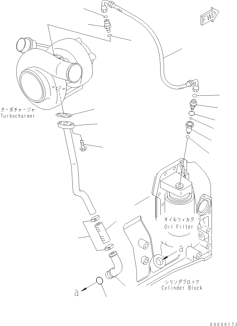 Схема запчастей Komatsu WA250-5 - МАСЛОПРОВОДЯЩИЕ ТРУБКИ ТУРБОНАГНЕТАТЕЛЯ AA ДВИГАТЕЛЬ