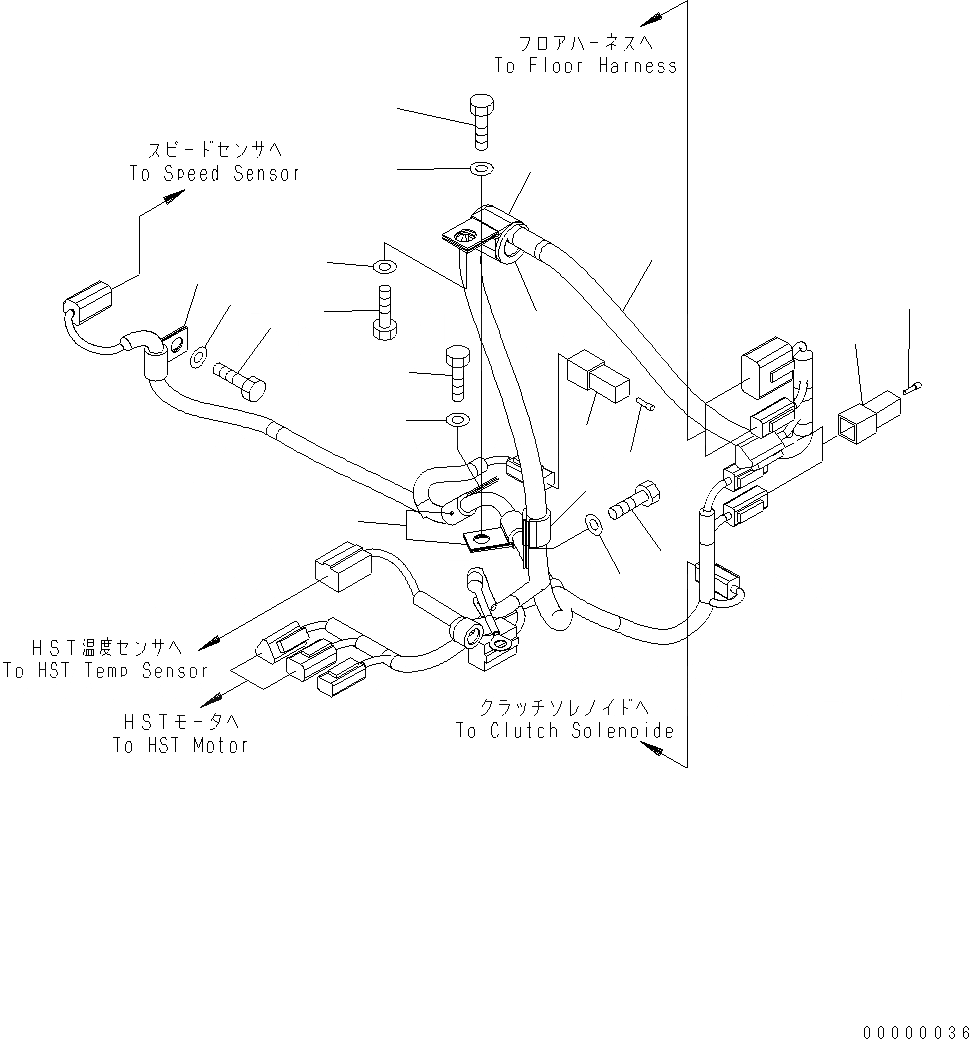 Схема запчастей Komatsu WA250-5 - ЗАДН. Э/ПРОВОДКА (/) (HST Э/ПРОВОДКА) E ЭЛЕКТРИКА