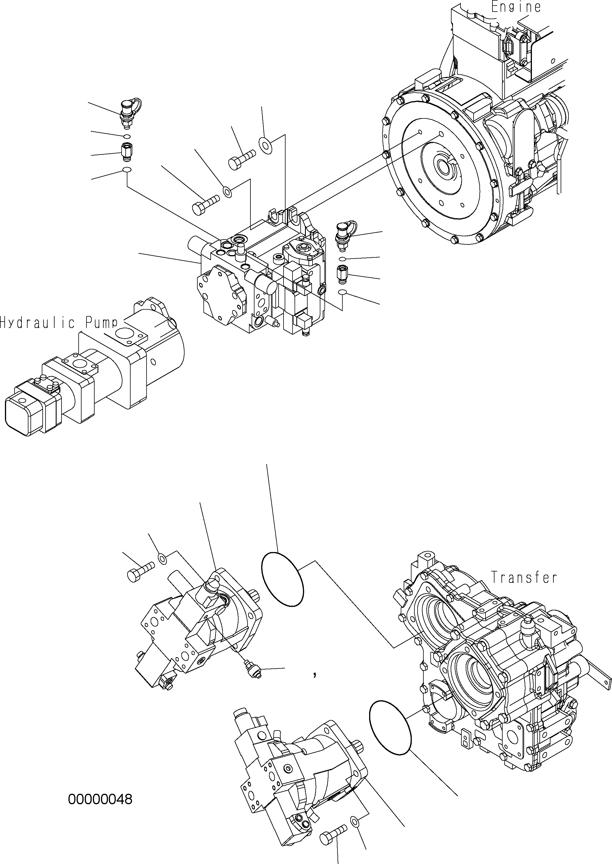 Схема запчастей Komatsu WA250-5 - HST НАСОС КМ/Ч F ТРАНСМИССИЯ