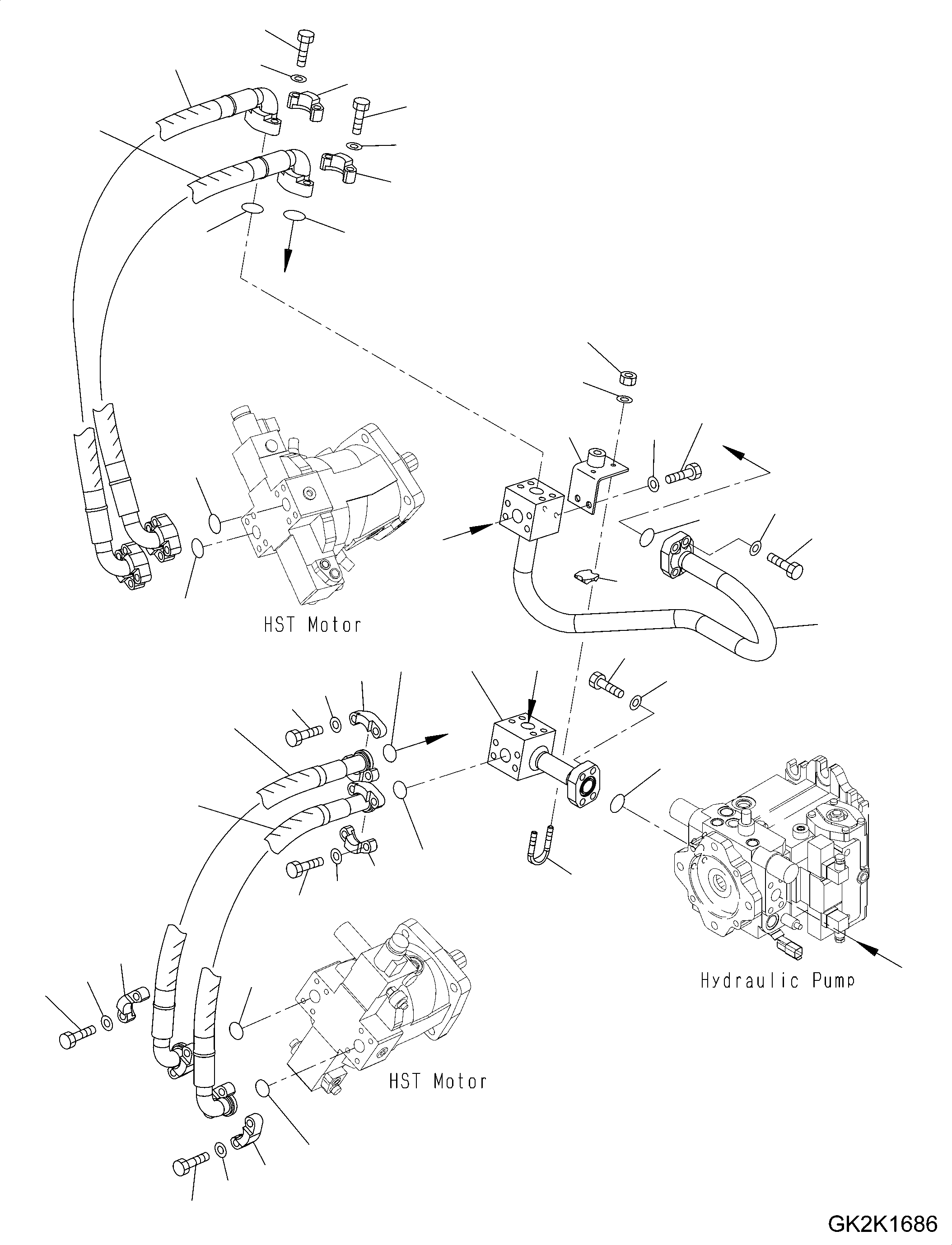 Схема запчастей Komatsu WA250-5 - HST МАСЛ. ЛИНИЯ (ОСНОВН. ЛИНИЯ) F ТРАНСМИССИЯ