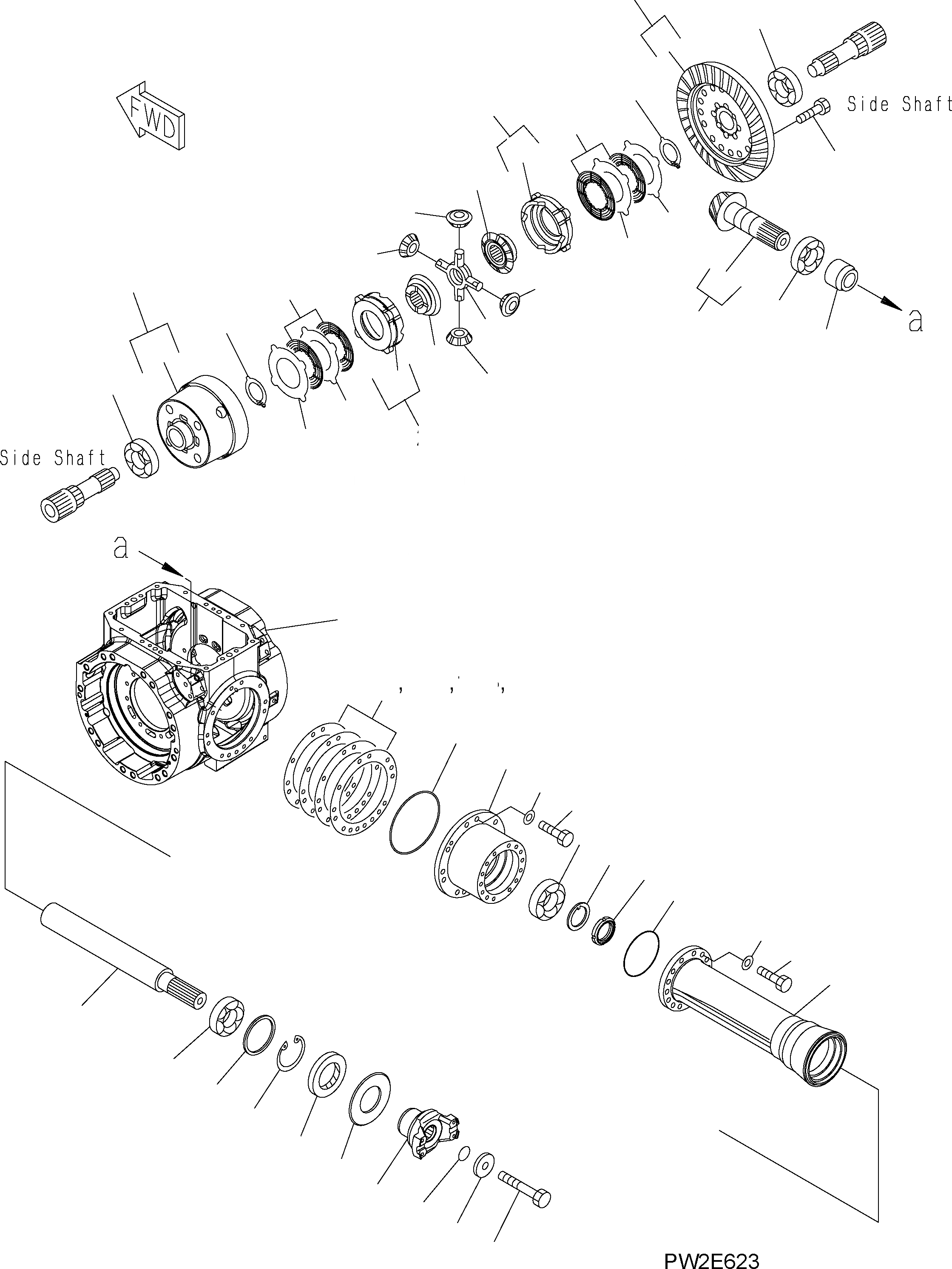 Схема запчастей Komatsu WA250-5 - ПЕРЕДНИЙ МОСТ (LSD - ДИФФЕРЕНЦ.) F ТРАНСМИССИЯ