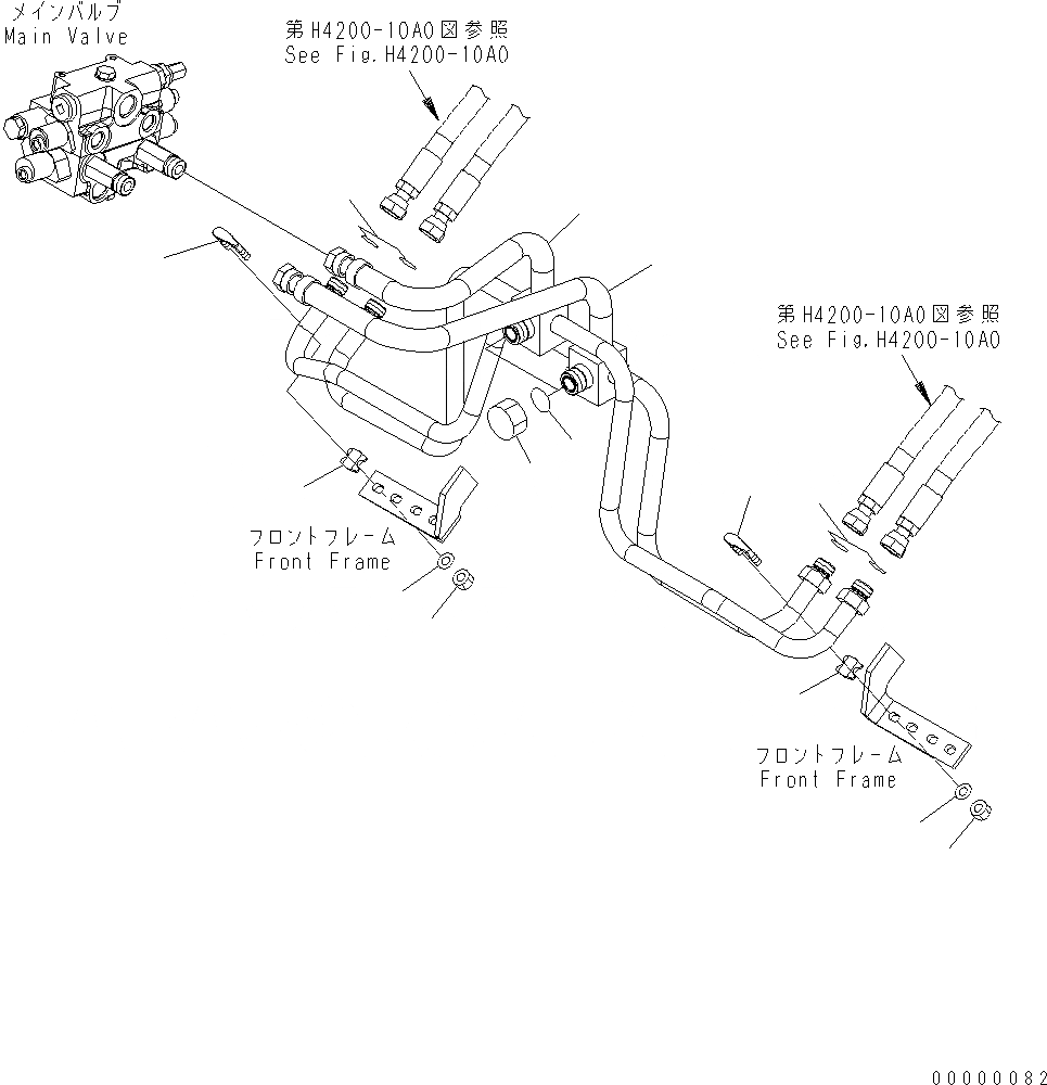 Схема запчастей Komatsu WA250-5 - ГИДРОЛИНИЯ (ЛИНИЯ ГИДРОЦИЛИНДРА ПОДЪЕМА) H ГИДРАВЛИКА