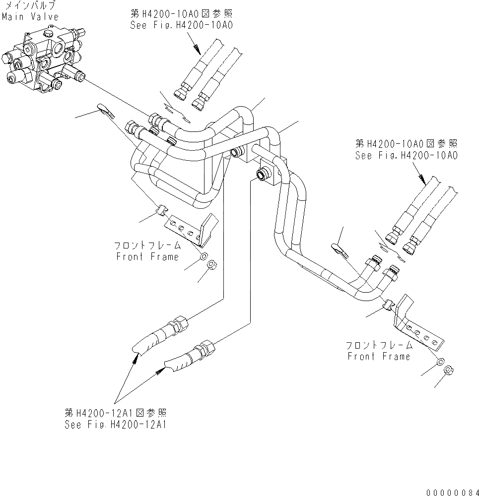 Схема запчастей Komatsu WA250-5 - ГИДРОЛИНИЯ (ЛИНИЯ ГИДРОЦИЛИНДРА ПОДЪЕМА) (ДЛЯ E.C.S.S) H ГИДРАВЛИКА