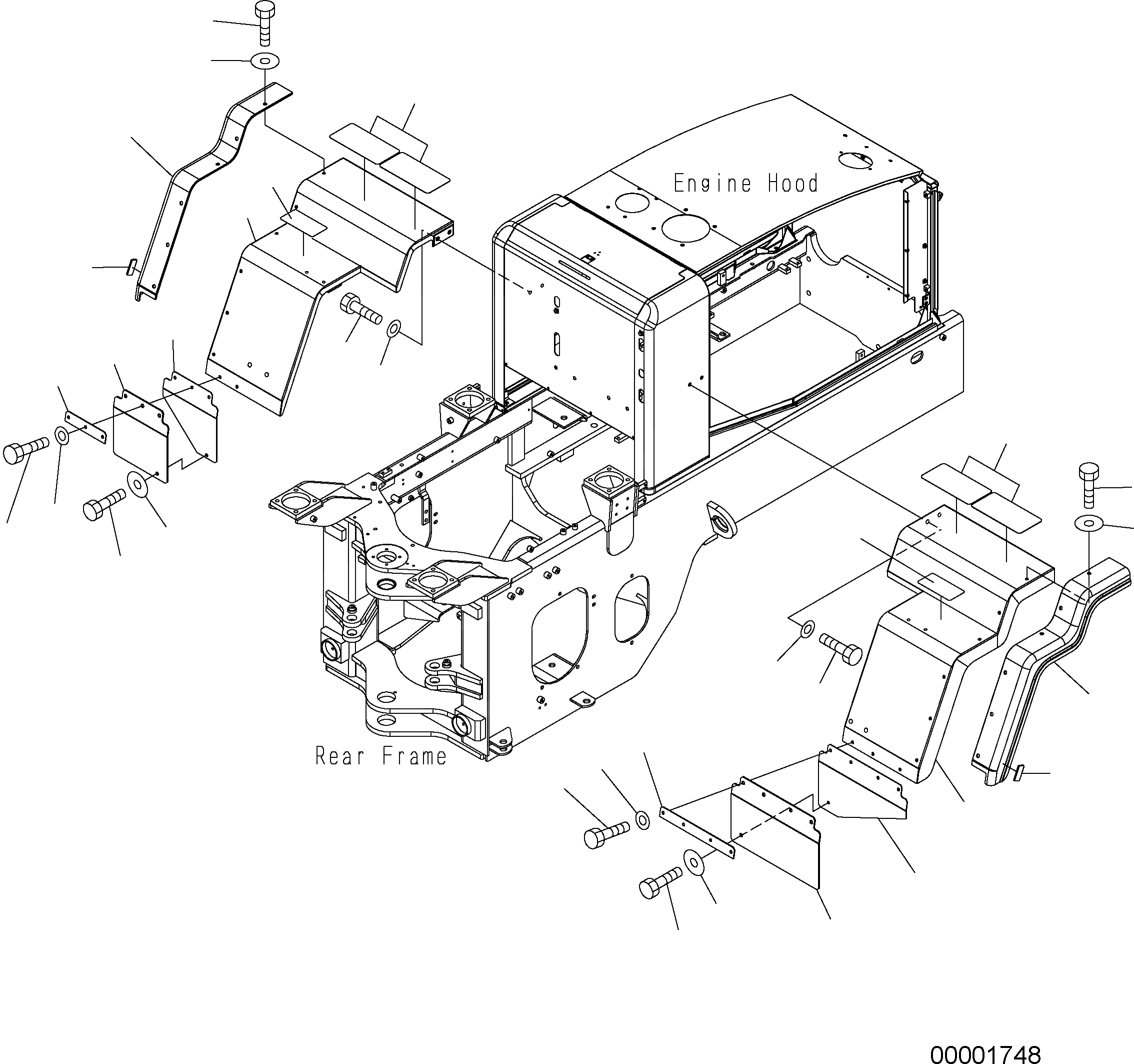 Схема запчастей Komatsu WA250-5 - ЗАДН. КРЫЛО M ЧАСТИ КОРПУСА