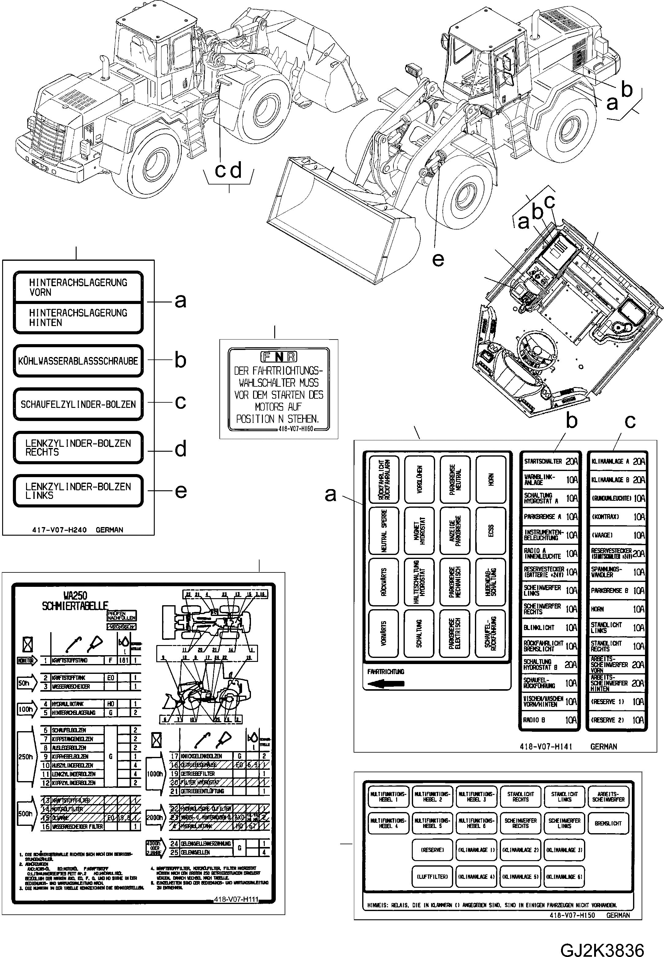 Схема запчастей Komatsu WA250-5 - МАРКИРОВКА (/) (ГЕРМАН.) U МАРКИРОВКА